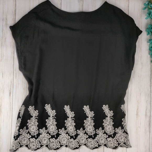 Bobeau black dolman embroidered top d41 - Picture 2 of 8